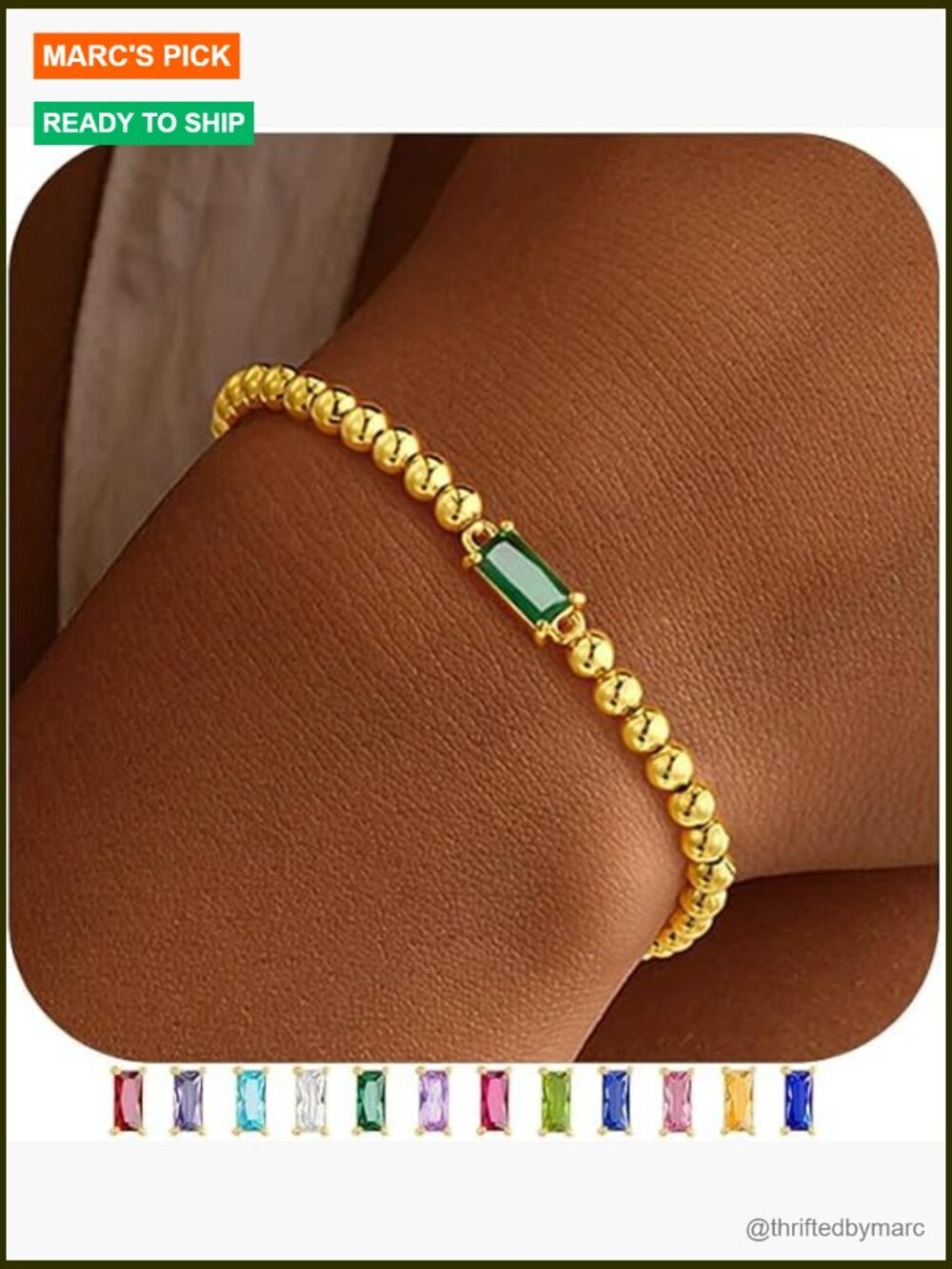 14K Gold Plated Dainty Birthstone Stretch Bracelet Trendy Friendship Jewelry